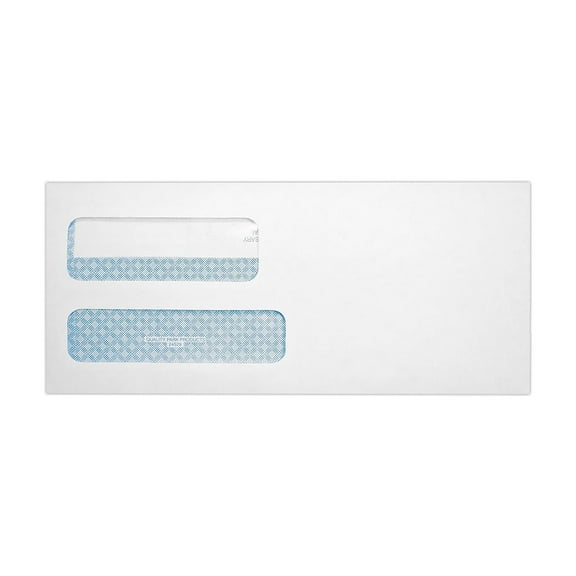 Quality Park Self Seal Security Tinted #9 Double Window Envelope 3 7/8x8 7/8 WE 24529-250