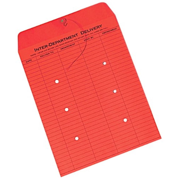 Quality Park Standard Style Inter-department Envelope - Interoffice - 10" X 13" - 28 Lb - String/button - 100/box - Red (QUA63574)