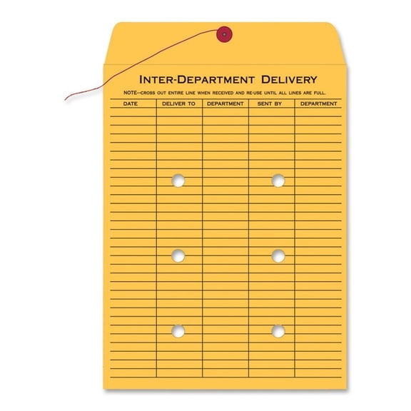 Quality Park Standard Style Inter-department Envelope - Interoffice - 10" X 15" - 32 Lb - String/button - Kraft - 100/box - Kraft (QUA63564)