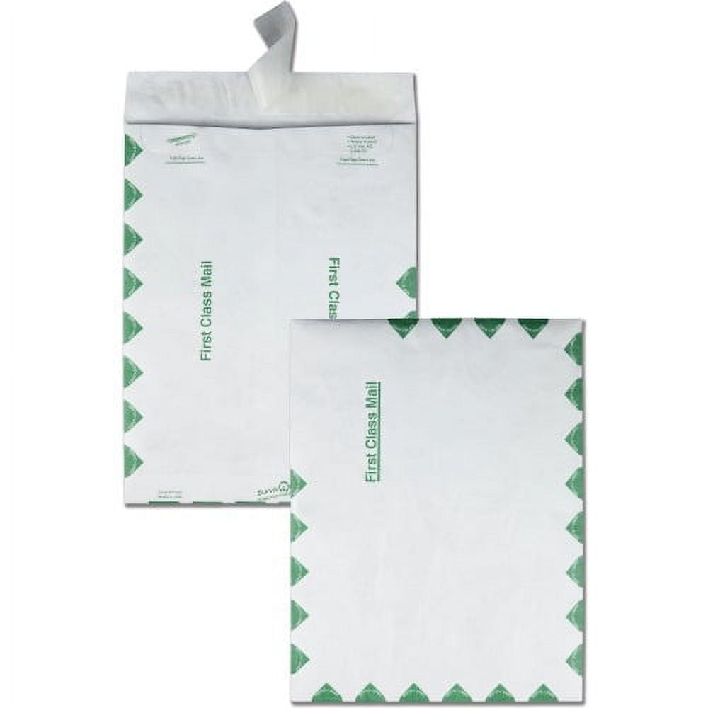 Quality Park Survivor Tyvek First Class Envelopes First Class Mail - #12 1/2 - 9 1/2" Width x 12 1/2" Length - 14 lb - Peel & Seal - Tyvek - 100 / Box - White