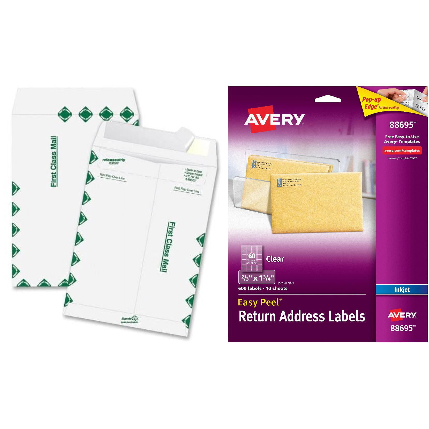 Quality Park Survivor Tyvek First Class Envelopes Pair with  Avery Return Address Inkjet Label, White, 600ct Bundle