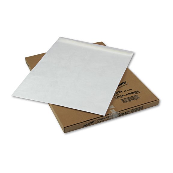 Quality Park Tyvek Jumbo Survivor Envelopes Catalog - 18" Width x 23" Length - 18 lb - Self-sealing - Tyvek - 25 / Box - White