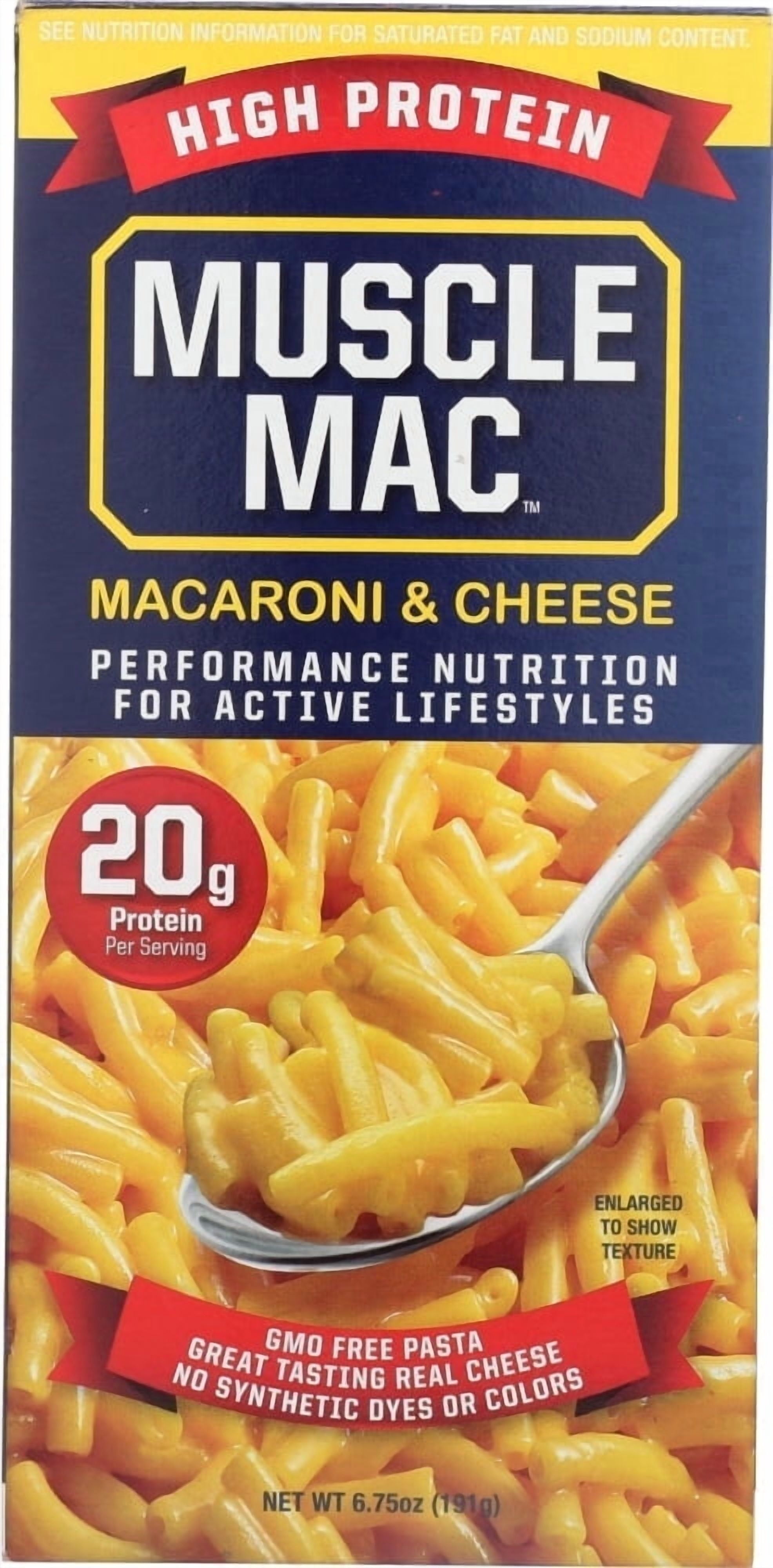 Muscle Mac High Protein Macaroni & Cheese Dinner with Real Cheese, 20g of protein, 6.75 oz
