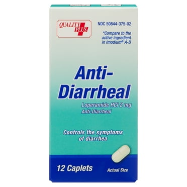 Quality Plus Caplets for Diarrhea Relief, Loperamide HCl 2mg, 12 Count