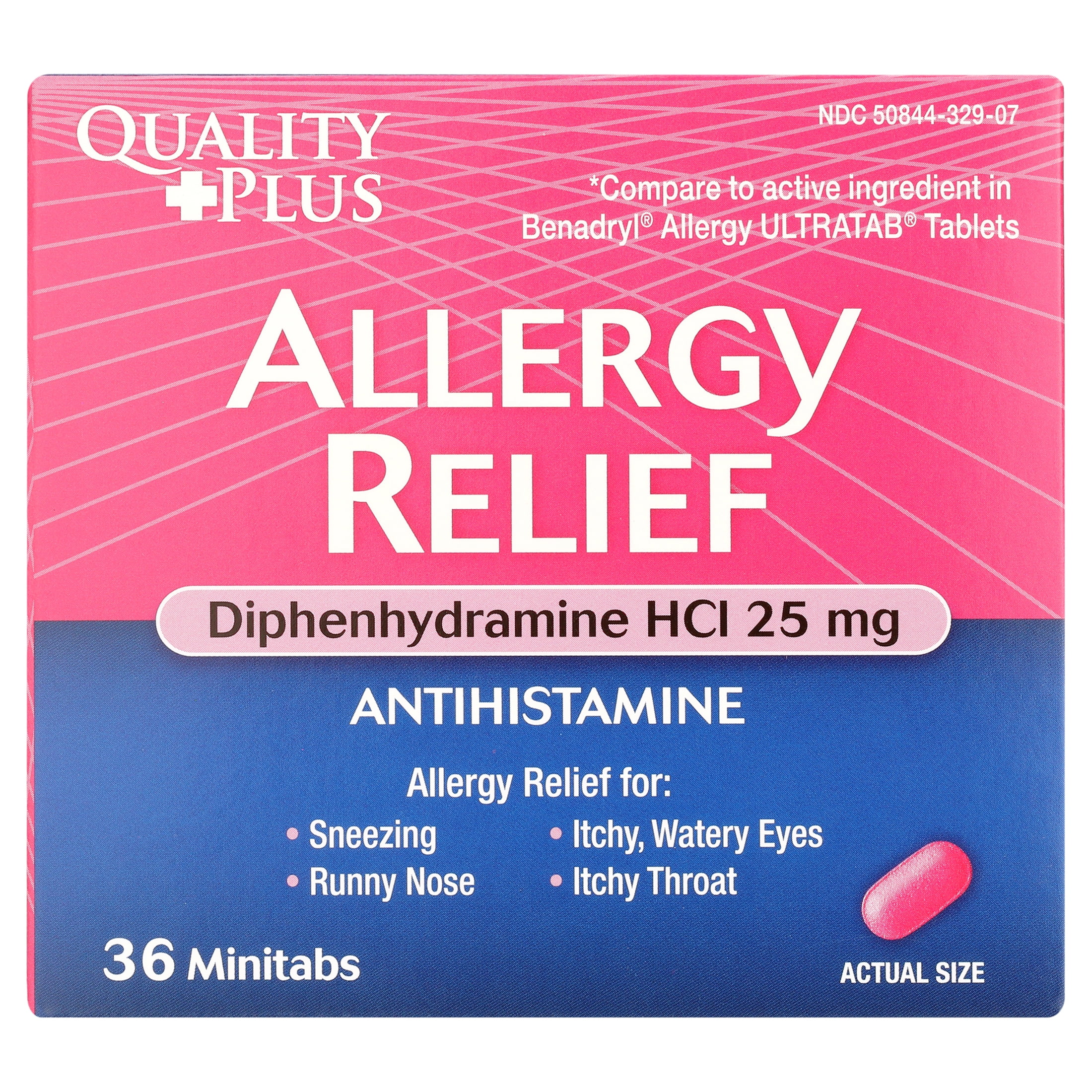 Quality Plus Diphenhydramine HCl Allergy Relief Minitabs, 25 mg, 36 Count