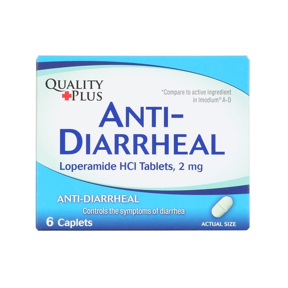 Quality Plus Loperamide HCl Diarrhea Relief Caplets, 2mg, 6 Count