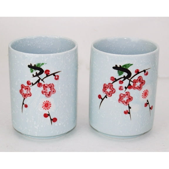 Quality Porcelain Tall Tea Cups Set Japanese Style Sakura Cherry Blossom Design F15689