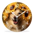 thumbnail image 1 of Quality Quartz Silent Non-Ticking Wall Clock Battery Operated Round Easy to Read clock for Home-Border Collie Sunflower Field Funny Animal Drawing(10inch), 1 of 4