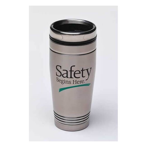 Quality Resource Group Travel Mug,Safety Begins Here,18 oz. 3771