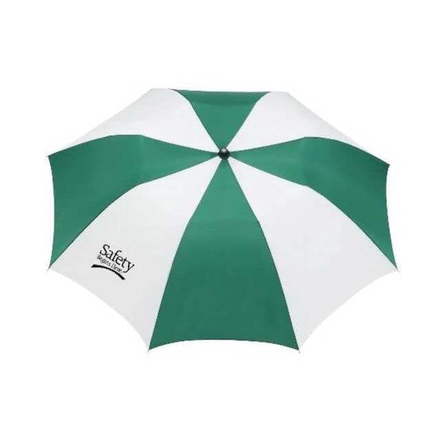 42 in Umbrella W/ Sleeve Cover and Wrist Strap, Green/White Polyester Canopy, Auto Open