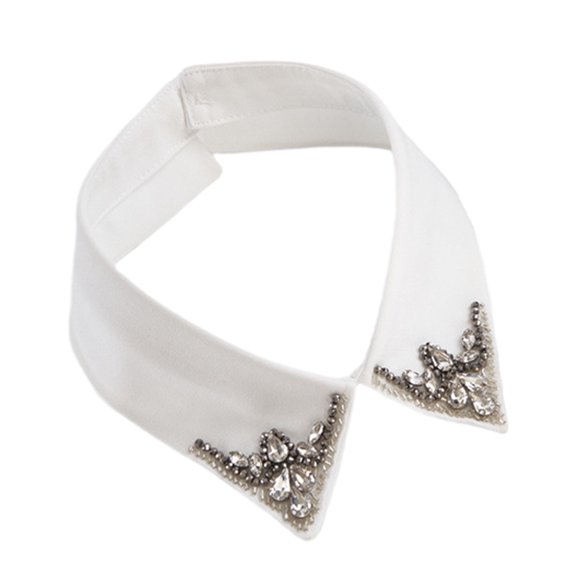 Quality Rhinestones Accent Collar Back Opening Closure Design Breathable Polyester Neckpiece Prom Wear Accessory