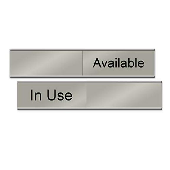 Quality Satin-Aluminum Slider Signs 10" x 2" Available/In Use (Silver)
