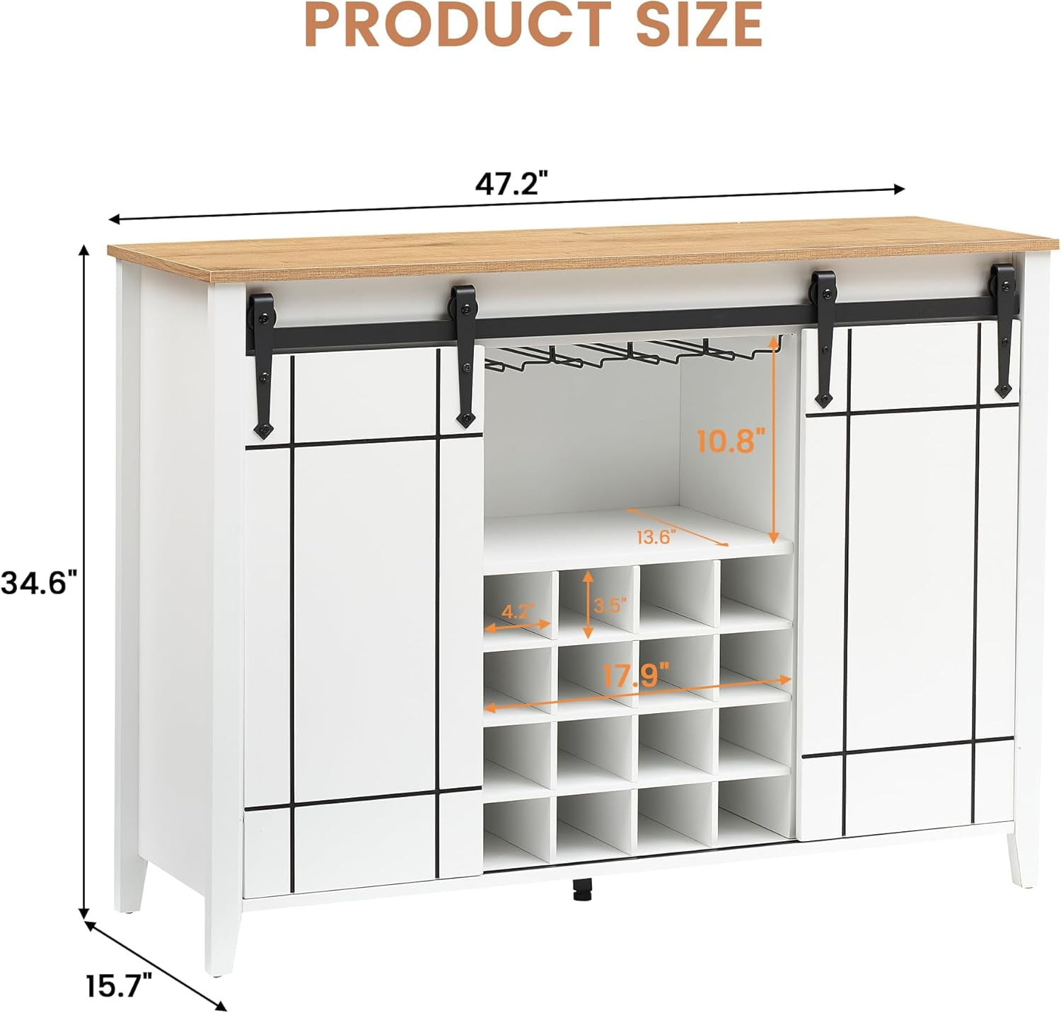 Quality Selections Elegant Farmhouse Wine Bar Cabinet with Sliding Barn ...