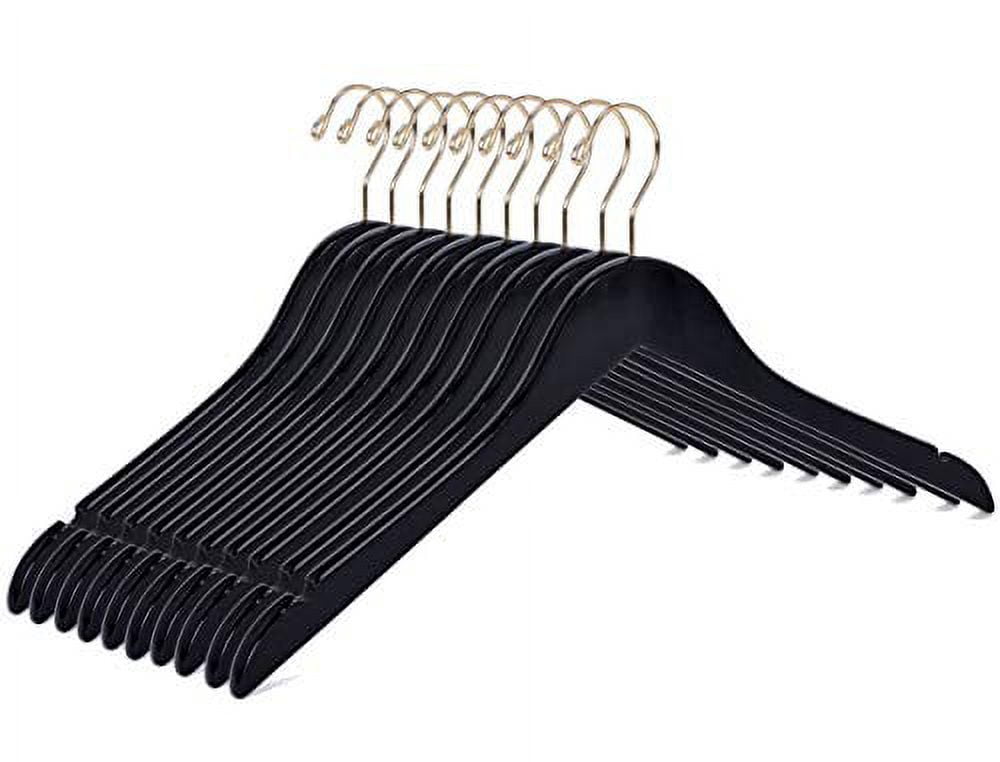1pcs Black Wooden Suit Hangers with Precisely Cut Notches & 360 Degree  Swivel Chrome Hook Natural Finish Super Sturdy and Durable Wooden Hangers  for Dress Clothes Coats Jackets Pants Shirts Skirt with