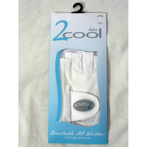 Quality Sports 2 Cool Half Finger Golf Glove (White, LEFT, SMALL, Ladies) NEW