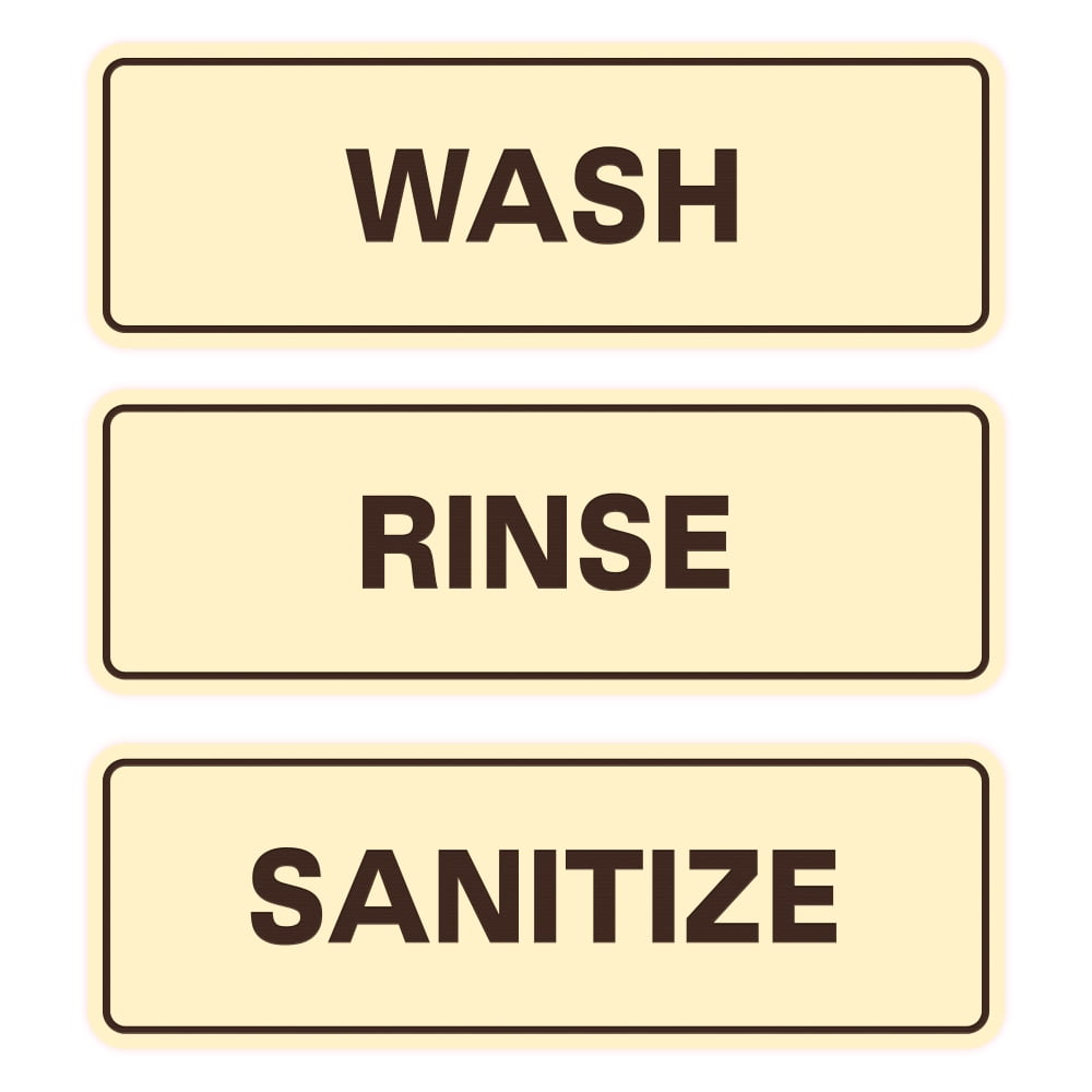 All Quality Standard WASH RINSE SANITIZE Set of 3 Bay Sink Signs ...