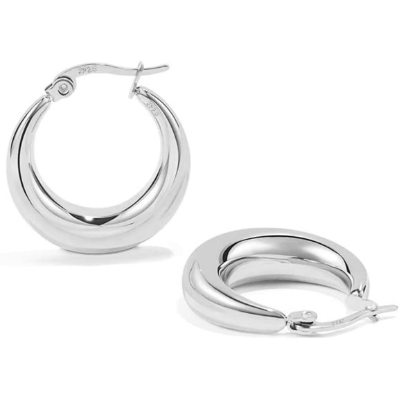 Quality Sterling Silver Hoop Earrings - Hypoallergenic, Lightweight, Thick - 20mm, 25mm, 30mm[t943]