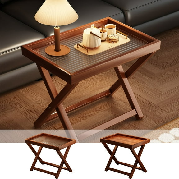Quality Table Bamboos Bedside Table with Folding Legs 44x40x30cm Wood Tray for Sofa Snack Storage 1Pcs Rkxzt