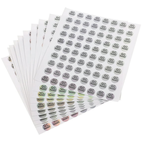 Supvox 1600Pcs Plated Silver Adhesive Qc Passed Labels for Warehouse Shipping Tags and Quality Monitoring