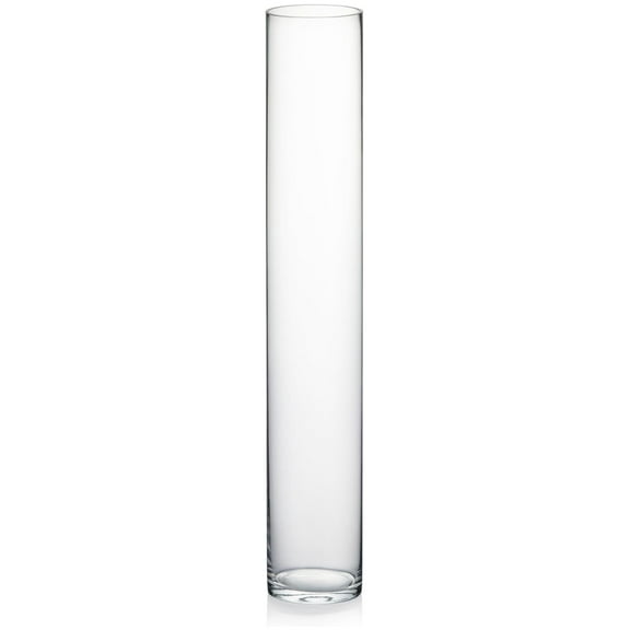 Quality Thick Weighted Tall Clear Cylinder Glass Vases, 4" W x 24" H, Flower Arrangement Floating Candle Holders Wedding Centerpieces Event Floral Container Display Dcor, 1 Piece