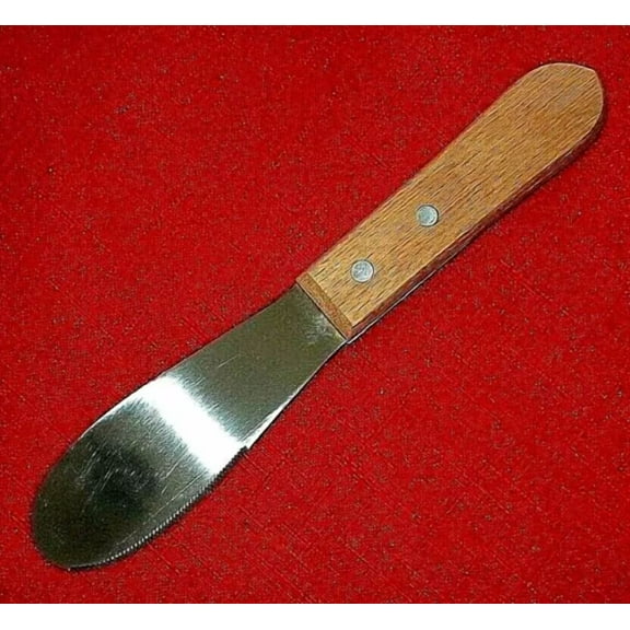 Quality Tools Stainless Steel Butter Spreader Serrated Edge Wood Handle