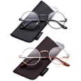 thumbnail image 1 of Quality Unisex Retro Round Reading Glasses Spring Hinge Stainless Steel Frame Metal Round Reading Glasses, 1 of 3