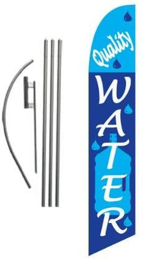 Quality Water Advertising Feather Banner Swooper Flag Sign with Flag Pole Kit and Ground Stake