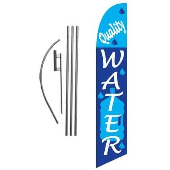 Quality Water Advertising Feather Banner Swooper Flag Sign with Flag Pole Kit and Ground Stake