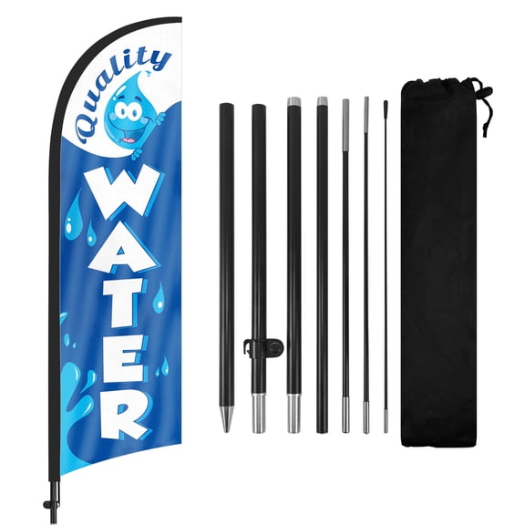 Quality Water Advertising Feather Flags Banner 8Ft, Swooper Flag with Pole and Ground Stake, Advertising Feather Flag Signs for Business