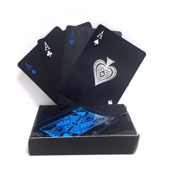Quality Waterproof PVC Plastic Playing Cards Set Trend 54pcs Deck Poker Classic Magic Tricks Tool Pure Black Magic Box-packed