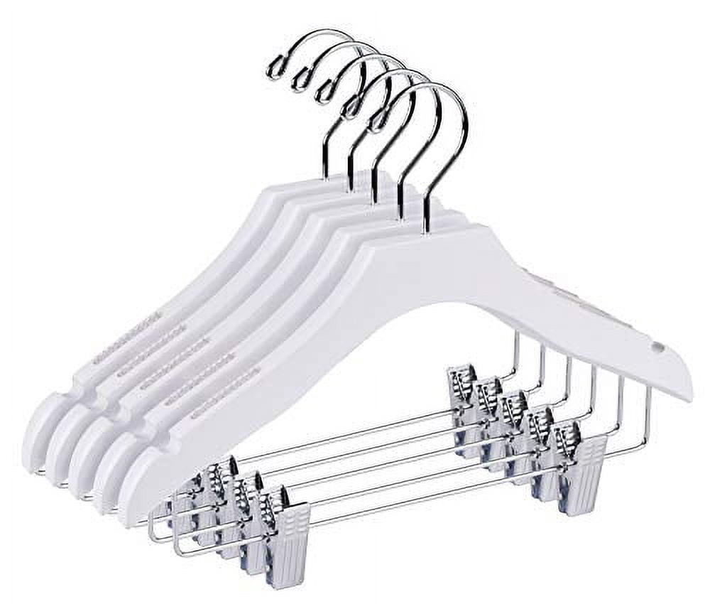 Quality White Wooden Kids Hangers, 100-Pack Wooden Hangers, Children Hangers, Luxury Design Hangers, Toddler Size Hangers, Swivel Hook (100, 14.5")