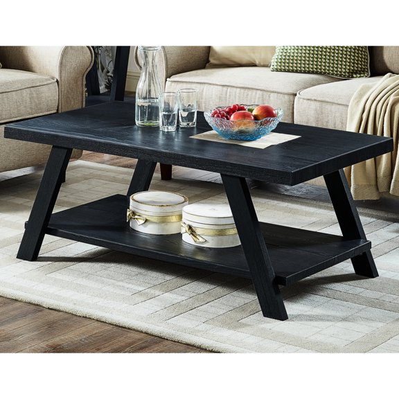 Quality Wood Table - Under - table Shelf Utility - Coffee Table in Living Room - Natural Grain