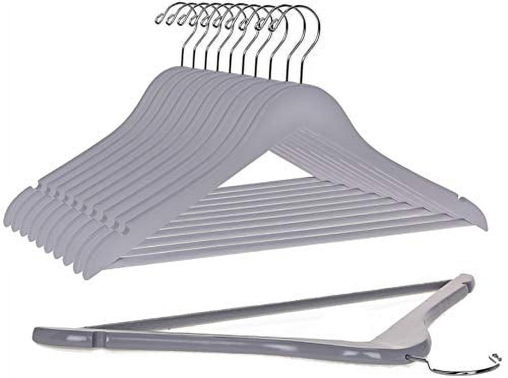 Quality Wooden Hangers - Slightly Curved Hanger Set of 80-Pack - Solid Wood Coat Hangers with Stylish Chrome Hooks - Heavy-Duty Clothes, Jacket, Shirt, Pants, Suit Hangers (Gray, 80)