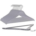 thumbnail image 1 of Quality Wooden Hangers - Slightly Curved Hanger Set of 80-Pack - Solid Wood Coat Hangers with Stylish Chrome Hooks - Heavy-Duty Clothes, Jacket, Shirt, Pants, Suit Hangers (Gray, 80), 1 of 6
