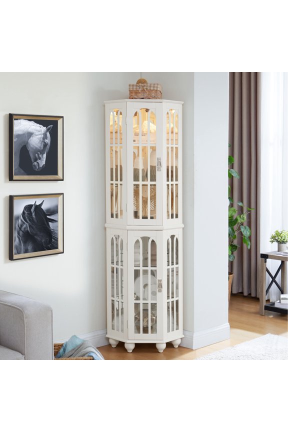 Quality and Adjustable Display - Showcase Items in a Corner with a Well - Lit Curio Cabinet