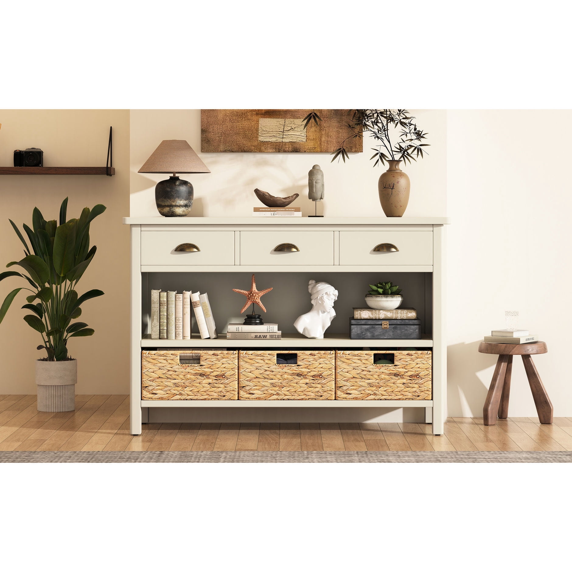 Quality - made table with drawers and baskets for tidy storage in small ...