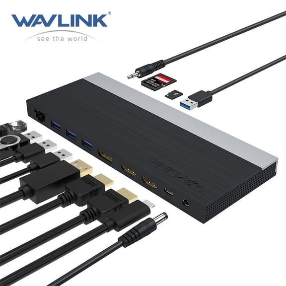 Quality100 13-in-1 USB C Triple Display Docking Station, Support 100W Charging for PC, Max 4K@60Hz with DisplayPort, HDMI, USB 3.0, Gigabit Ethernet, SD/TF Card Slot, Audio Jack for Windows & Mac OS