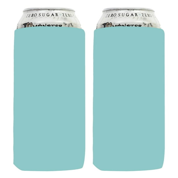 QualityPerfection 16 oz Can Cooler Sleeves ( 2 Unit ) 4mm Neoprene Blank Beer Drink Coolies, Thermocoolers 16 ounce Tall Boy (2, Light Blue )