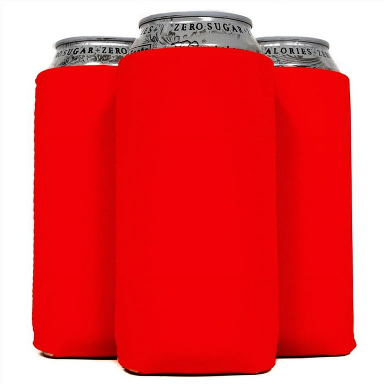 QualityPerfection Can Cooler Sleeves, 16 oz Neoprene Blank Coolers ( Pack  of 6 ) 16 ounce Tall Boy Can Coolie ( Red ) 