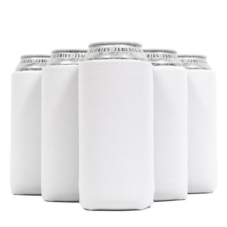 QualityPerfection Can Cooler Sleeves, 16 oz Neoprene Blank Coolers ( Pack  of 6 ) 16 ounce Tall Boy Can Coolie ( White ) 