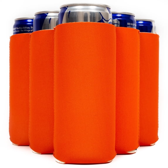 QualityPerfection Slim Can Cooler Sleeves, Orange Skinny 12 oz Tall Neoprene 4mm Thickness 1 Unit