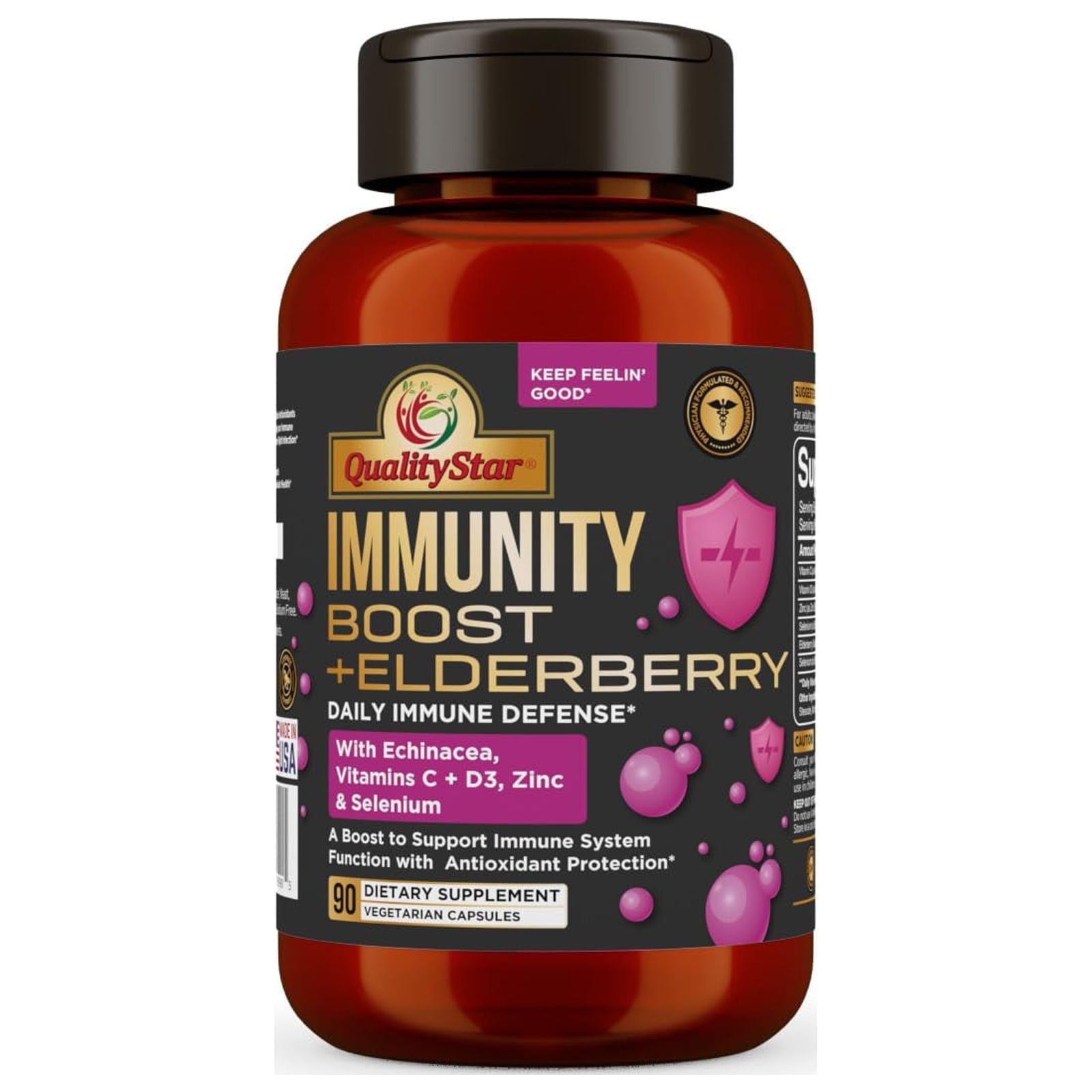QualityStar Immunity Boost + Elderberry, Echinacea, Zinc, Vitamins C