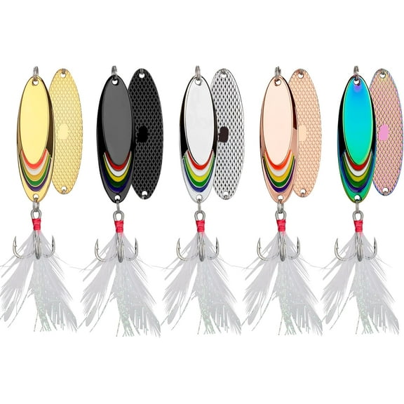 QualyQualy 5Pcs Fishing Lure Fishing Spoons Fishing Trout Lures Walleye Spoons Fishing Spoon Lures for Trout Bass Pike Crappie Walleye 5Pcs 1/8oz 1/6oz 1/4oz 3/8oz 1/2oz