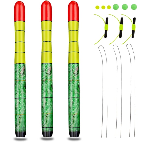 QualyQualy Fishing Floats, Weighted Catfish Pole Floats, High Visibility Wood Pole Fishing Float for Catfish Pike 7IN 10IN 12IN, 3PCS