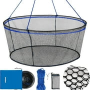 QualyQualy Foldable Fishing Net,Landing Fishing Pier Nets,Drop Net for Pulling Up Fish with Rope,Portable Bridge Fishing Net for Minnows,Crawfish, Shrimp