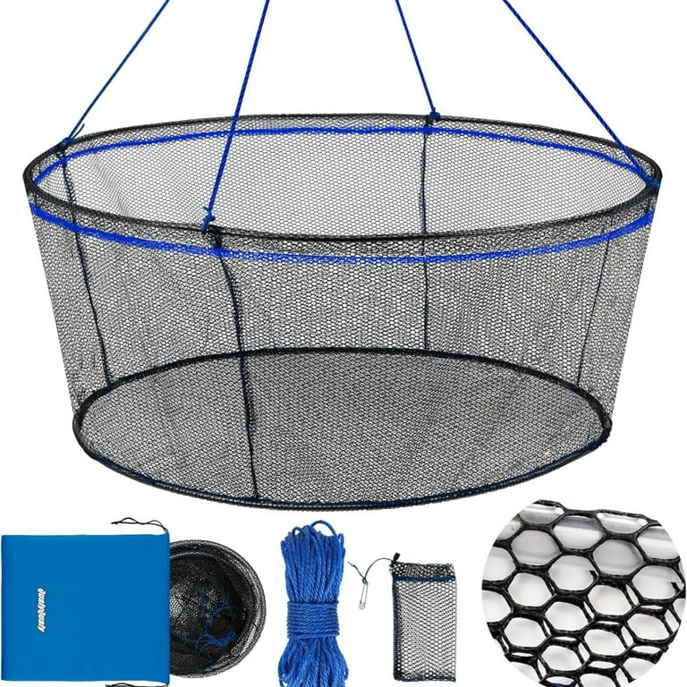 QualyQualy Foldable Fishing Net,Landing Fishing Pier Nets,Drop Net for  Pulling Up Fish with Rope,Portable Bridge Fishing Net for Minnows,Crawfish,  ...