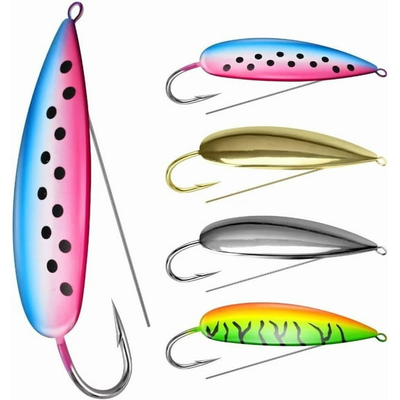 QualyQualy Weedless Spoon Fishing Lures for Saltwater, Minnow Fishing Spoon Hard Bait for Redfish Bass Tourt Northern Pike, 4PCS