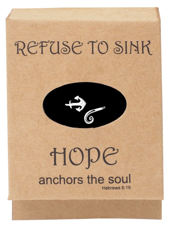 Anchor Ring, Rings for Women, Hope Anchor of my Soul Quote, Inspirational Quote Card