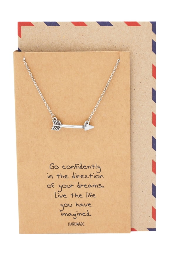 Arrow Necklace, Graduation and Christmas Gifts for Women with Greeting Card, 16-18 in