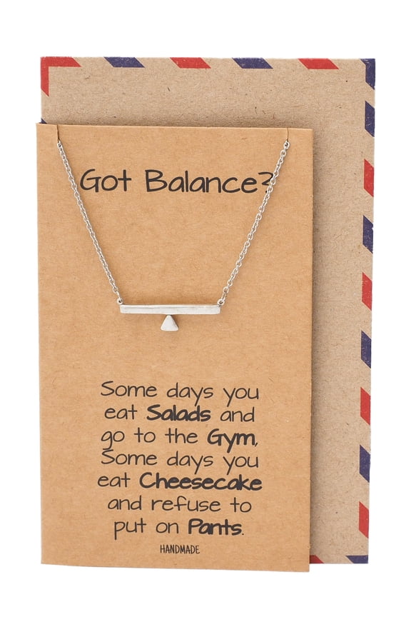Balance Pendant Necklace, Gifts for Women, Inspirational Quote With Greeting Card